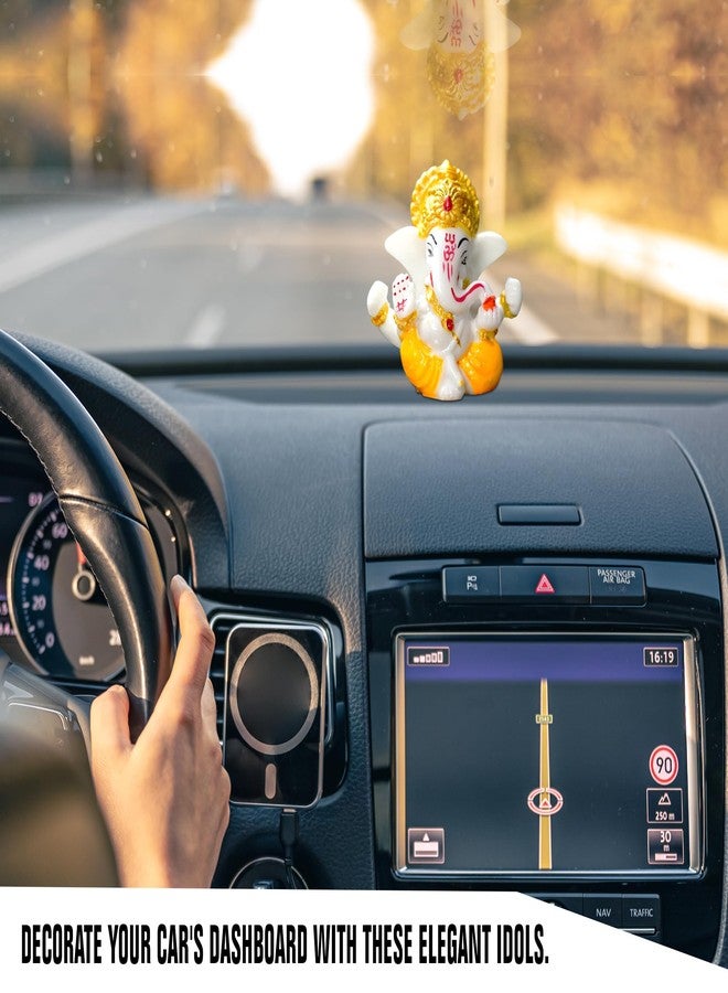 Rousrie Auspicious Ganesh Idol for car Dashboard and Home, Small Ganpati Ganesha Idol for Car God Dashboard Accessories (Design 4) - Image 2